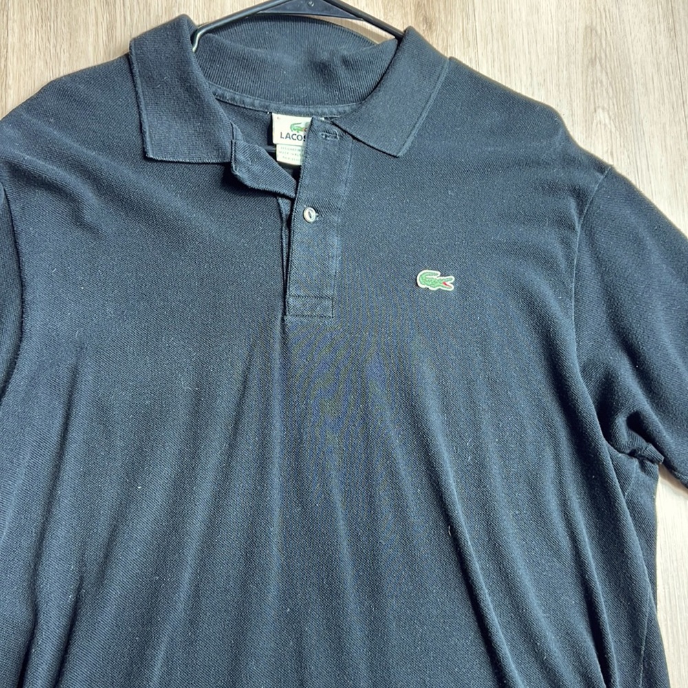 LACOSTE polo quarter button black, lightly worn